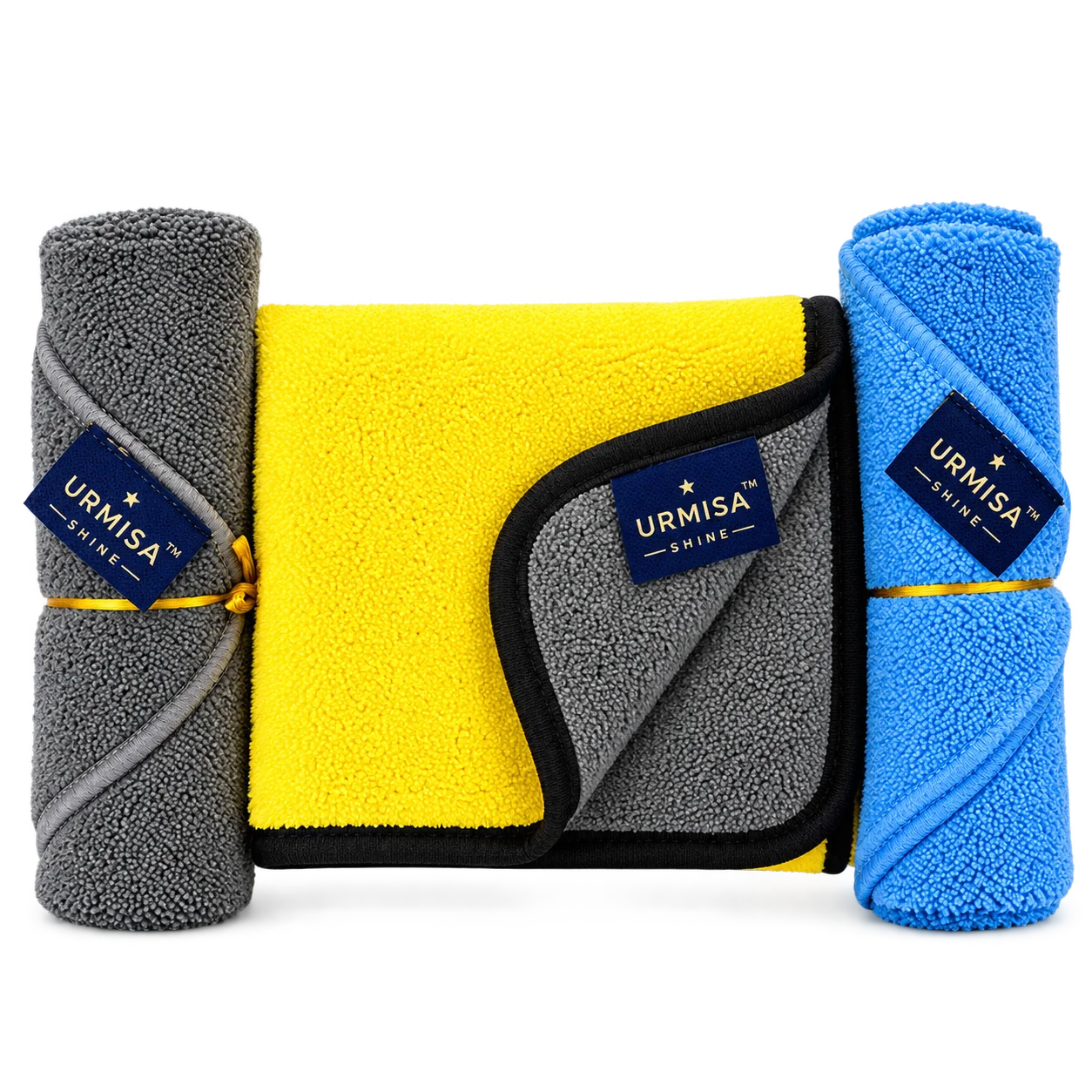 URMISA Value Pack — Grey and Sky Blue 340 GSM cloths with Grey/Yellow 500 GSM reversible cloth